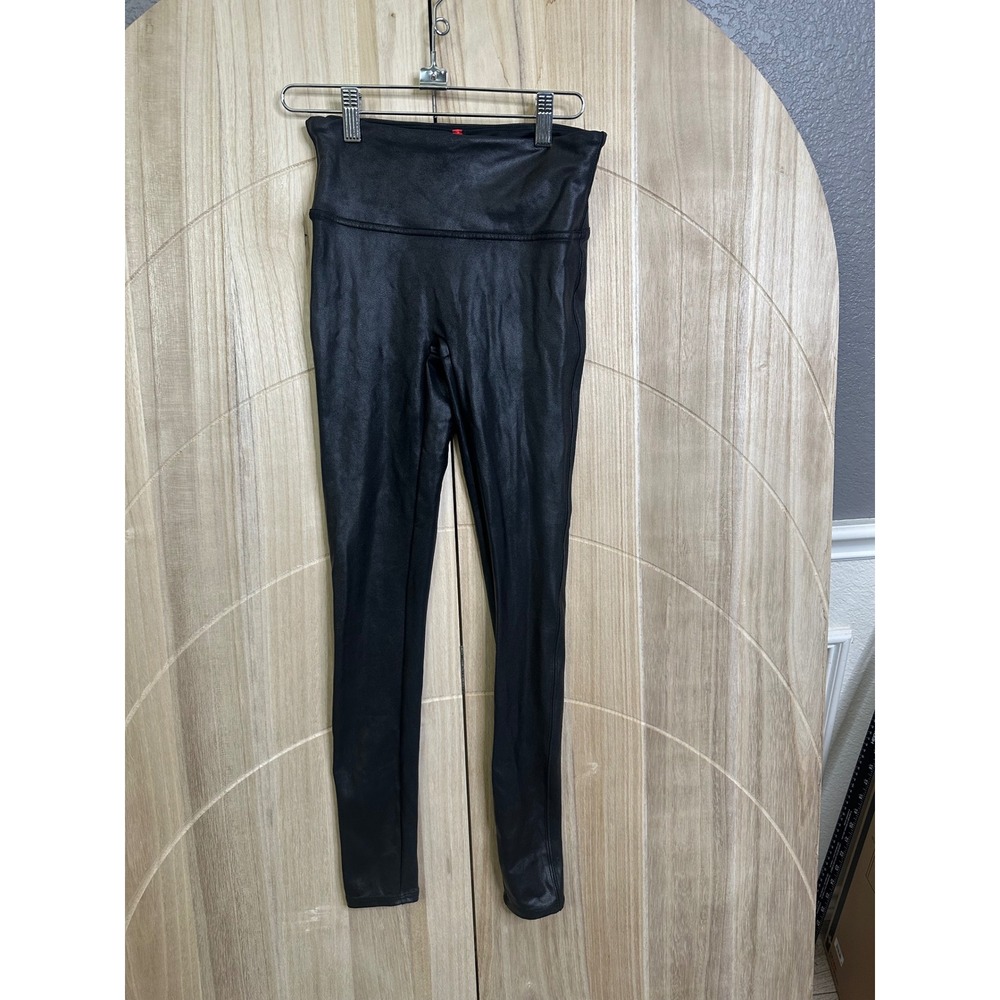 Spanx Faux Leather Leggings Black High‎ Rise Slimming 20110R Womens Small